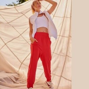 Free People Where the Wind Blows Joggers, RED, Size XS, NWT